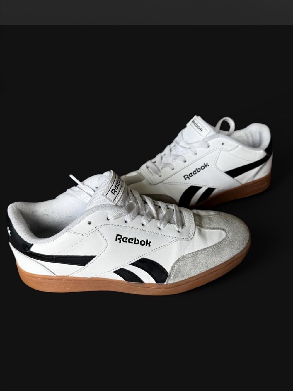 Reebok Women’s Retro Low Top Sneakers White Black Gray Suede Gum Sole 8.5